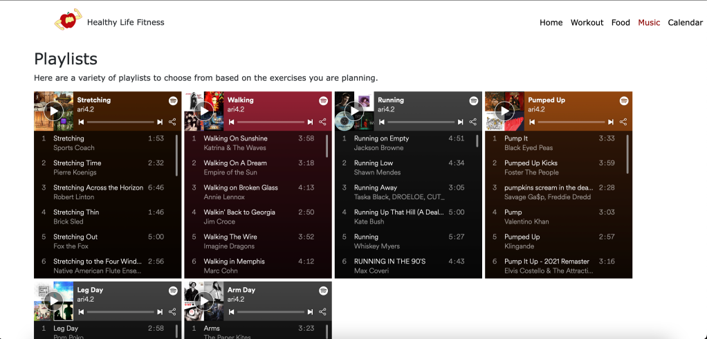 Screenshot of the second version of the playlist page.